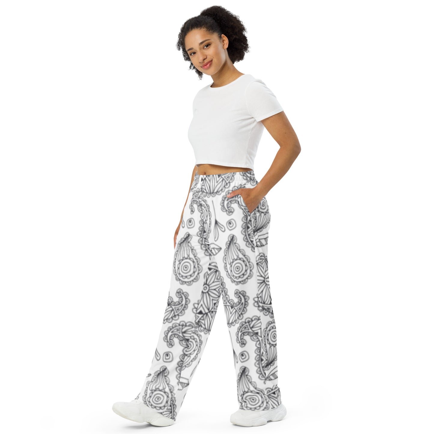 Paisley wide-leg pants